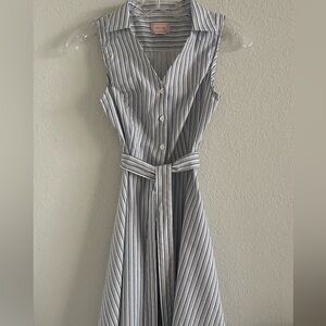 Love..ady Striped Button-Down Collared Midi Dress